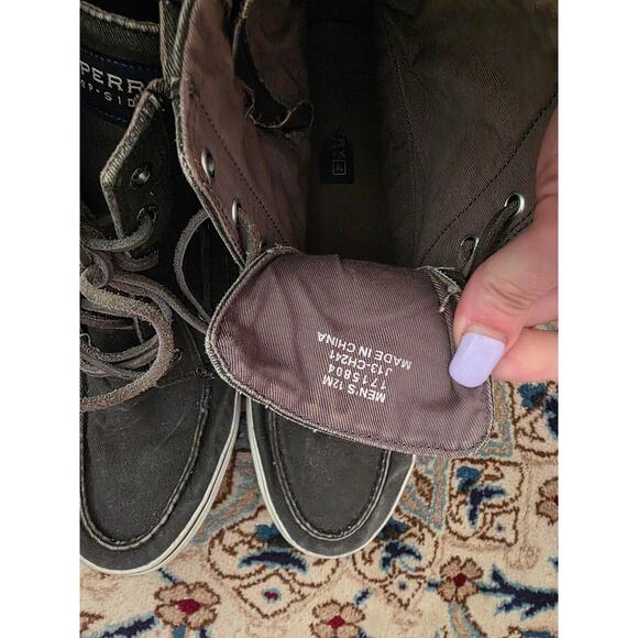 Sperry, gray, zip up canvas high top sneakers, men's 12 EUC - Picture 6 of 7